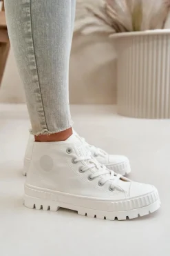 Discount Trampki Damskie Z Cholewką Za Kostkę Big Star OO274009 Białe Damskie Trampki Damskie Big Star|Trampki Damskie Wysokie