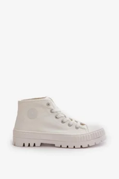 Discount Trampki Damskie Z Cholewką Za Kostkę Big Star OO274009 Białe Damskie Trampki Damskie Big Star|Trampki Damskie Wysokie