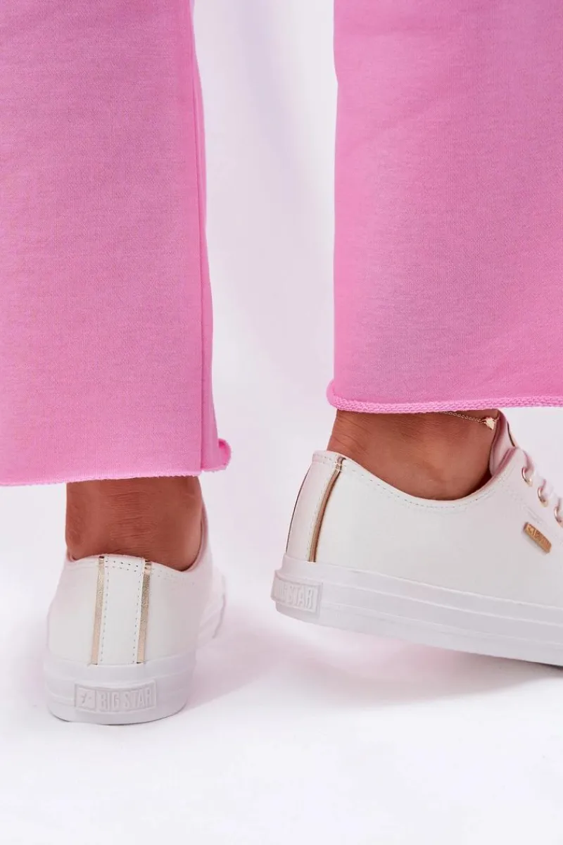 Big Star Shoes Trampki Damskie Z Eko Skóry Big Star RR274748 Białe Biały