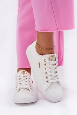 Big Star Shoes Trampki Damskie Z Eko Skóry Big Star RR274748 Białe Biały