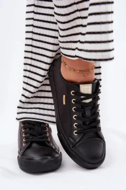 Discount Trampki Damskie Z Eko Skóry Big Star RR274749 Czarne Damskie Trampki Damskie Big Star|Trampki Damskie Niskie