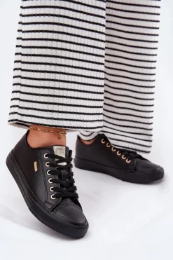 Discount Trampki Damskie Z Eko Skóry Big Star RR274749 Czarne Damskie Trampki Damskie Big Star|Trampki Damskie Niskie