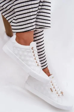 Trampki Damskie Big Star|Trampki Damskie Niskie>Big Star Shoes Trampki Damskie Z Eko Skóry Big Star RR274322 Białe