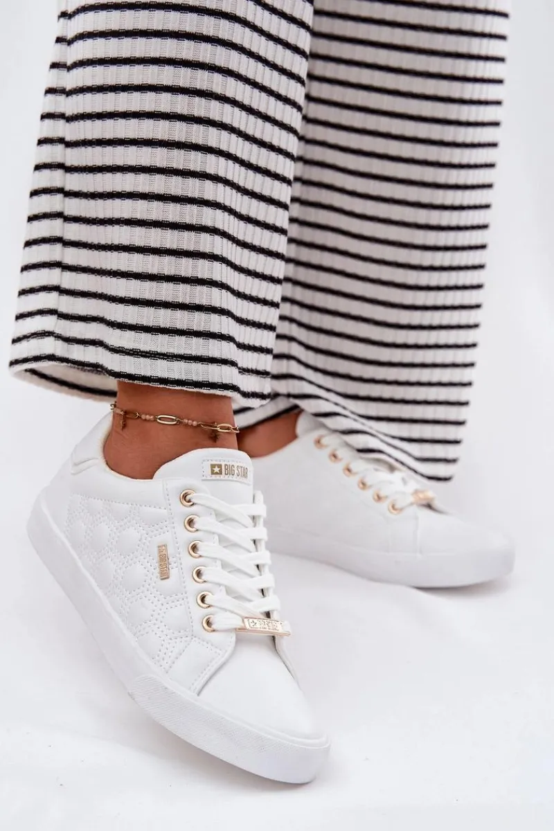 Trampki Damskie Big Star|Trampki Damskie Niskie>Big Star Shoes Trampki Damskie Z Eko Skóry Big Star RR274322 Białe