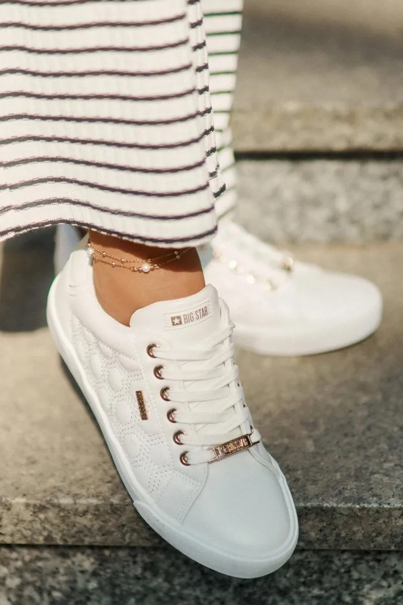 Trampki Damskie Big Star|Trampki Damskie Niskie>Big Star Shoes Trampki Damskie Z Eko Skóry Big Star RR274322 Białe