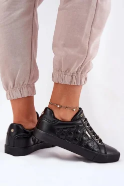 Online Trampki Damskie Z Eko Skóry Big Star RR274323 Czarne Damskie Trampki Damskie Big Star|Trampki Damskie Niskie