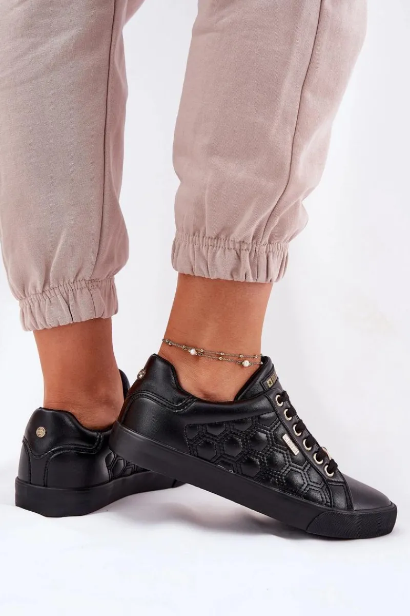 Online Trampki Damskie Z Eko Skóry Big Star RR274323 Czarne Damskie Trampki Damskie Big Star|Trampki Damskie Niskie