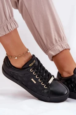 Online Trampki Damskie Z Eko Skóry Big Star RR274323 Czarne Damskie Trampki Damskie Big Star|Trampki Damskie Niskie