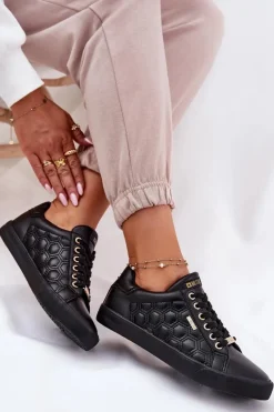 Online Trampki Damskie Z Eko Skóry Big Star RR274323 Czarne Damskie Trampki Damskie Big Star|Trampki Damskie Niskie