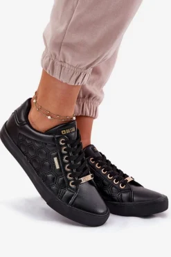 Online Trampki Damskie Z Eko Skóry Big Star RR274323 Czarne Damskie Trampki Damskie Big Star|Trampki Damskie Niskie