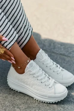 Trampki Damskie Niskie>Lee Cooper Trampki Damskie Z Haftem Na Platformie LCW-25-31-3465L Białe