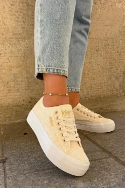 New Lee Cooper Trampki Damskie Z Koronką LCW-25-31-3440L Beżowe Beżowy