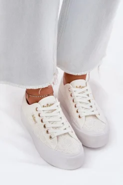 Best Lee Cooper Trampki Damskie Z Koronką LCW-25-31-3438L Białe