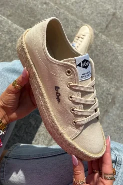 Hot Trampki Damskie Z Plecionką LCW-25-44-3215 Beżowe Damskie Trampki Damskie Niskie