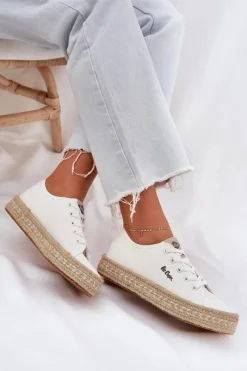 Hot Trampki Damskie Z Plecionką LCW-25-44-3217 Białe Damskie Trampki Damskie Niskie