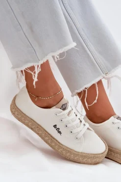 Hot Trampki Damskie Z Plecionką LCW-25-44-3217 Białe Damskie Trampki Damskie Niskie