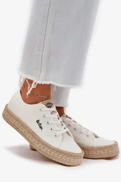 Hot Trampki Damskie Z Plecionką LCW-25-44-3217 Białe Damskie Trampki Damskie Niskie