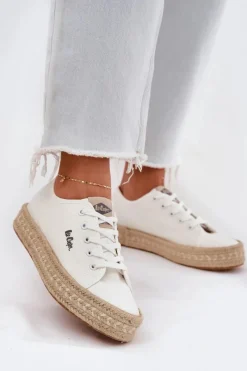 Hot Trampki Damskie Z Plecionką LCW-25-44-3217 Białe Damskie Trampki Damskie Niskie