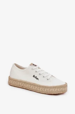 Hot Trampki Damskie Z Plecionką LCW-25-44-3217 Białe Damskie Trampki Damskie Niskie