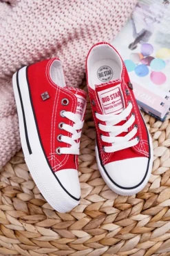 Outlet Big Star Shoes Trampki Dziecięce Big Star FF374201 Czerwone