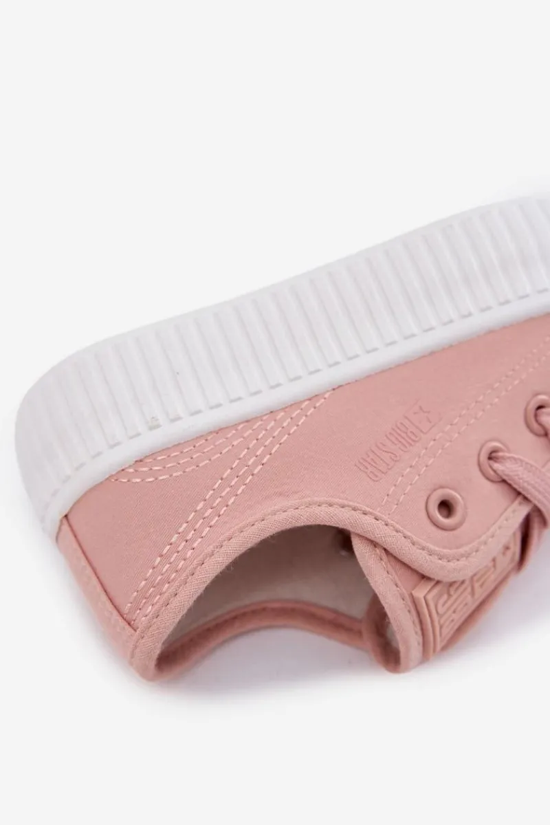 Best Big Star Shoes Trampki Dziecięce Sznurowane Big Star RR374011 Różowe Różowy