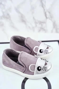 Discount Boto Trampki Dziecięce Wsuwane Z Myszką Szare Candys