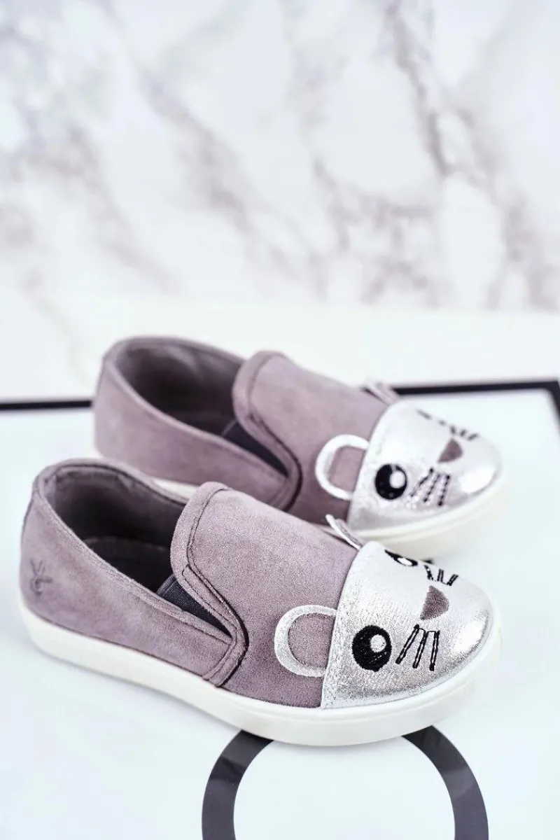 Discount Boto Trampki Dziecięce Wsuwane Z Myszką Szare Candys