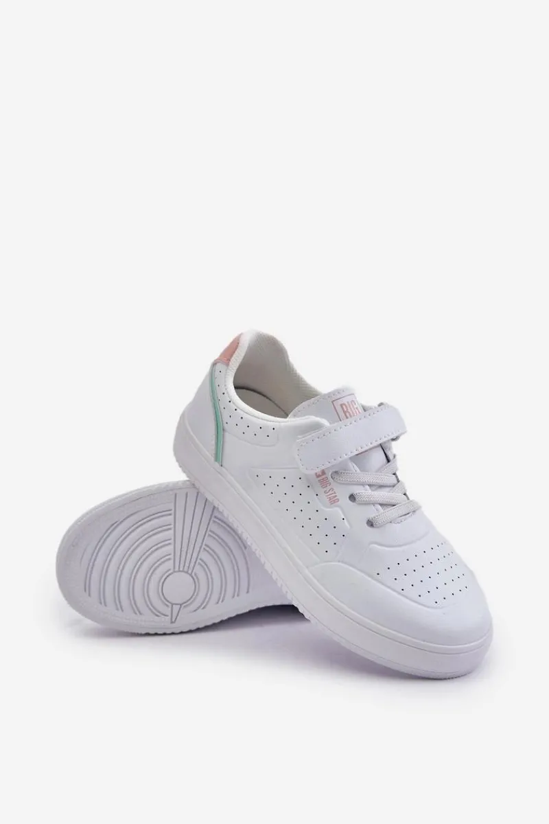 Clearance Trampki Dziecięce Z Eko Skóry Na Rzep Big Star OO374005 Białe Dzieci Chłopięce|Dziewczęce