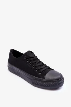 Sale Trampki Klasyczne Niskie Na Platformie Czarne Jazlyn - Czarna podeszwa Damskie Trampki Damskie Niskie