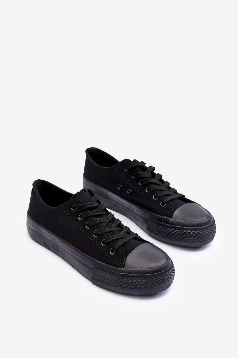 Sale Trampki Klasyczne Niskie Na Platformie Czarne Jazlyn - Czarna podeszwa Damskie Trampki Damskie Niskie