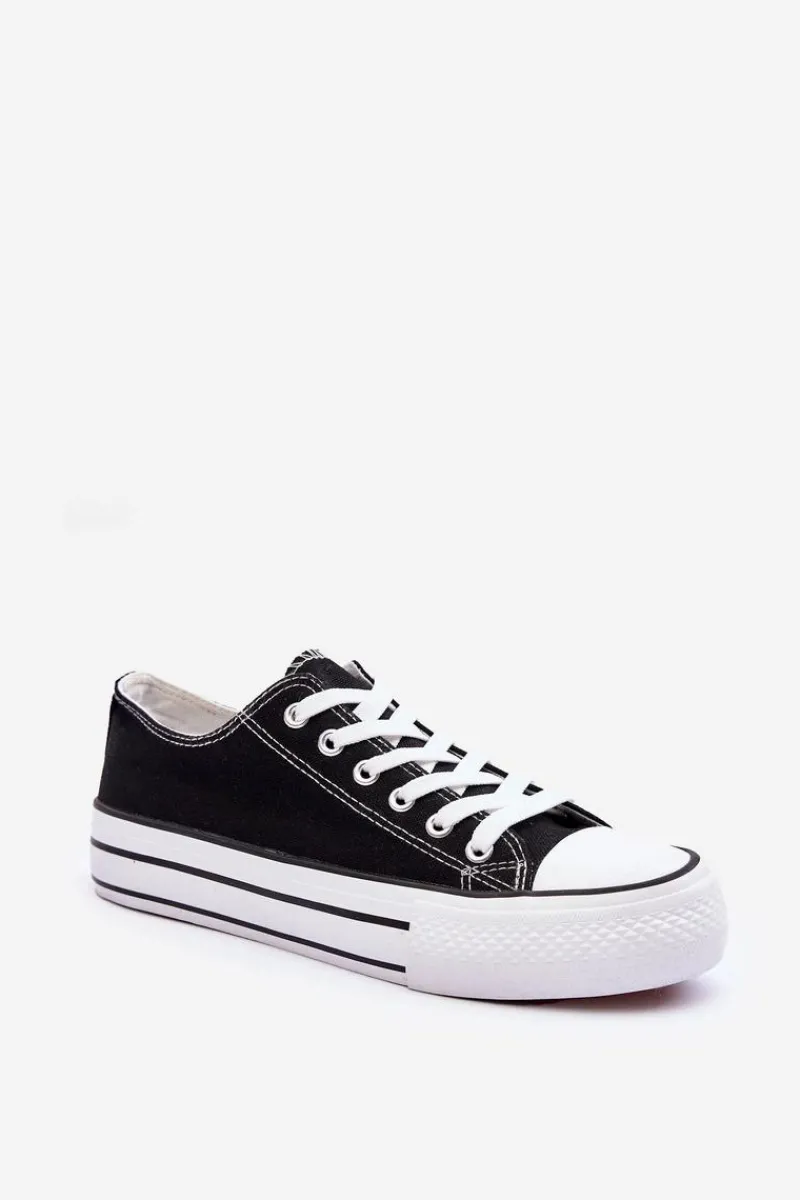 Trampki Damskie Niskie>Boto Trampki Klasyczne Niskie Na Platformie Czarne Jazlyn