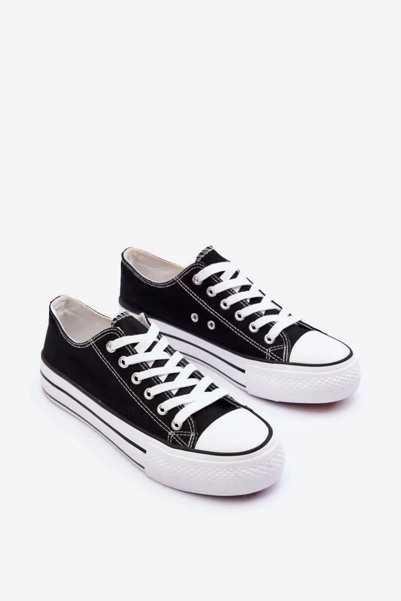 Trampki Damskie Niskie>Boto Trampki Klasyczne Niskie Na Platformie Czarne Jazlyn