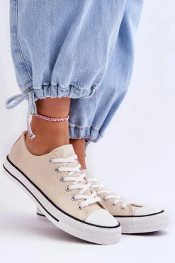 Hot Trampki Klasyczne Niskie Damskie Jasnobeżowe Vegas Damskie Trampki Damskie Niskie