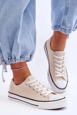 Hot Trampki Klasyczne Niskie Damskie Jasnobeżowe Vegas Damskie Trampki Damskie Niskie