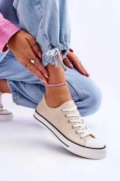 Hot Trampki Klasyczne Niskie Damskie Jasnobeżowe Vegas Damskie Trampki Damskie Niskie