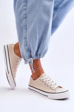 Hot Trampki Klasyczne Niskie Damskie Jasnobeżowe Vegas Damskie Trampki Damskie Niskie