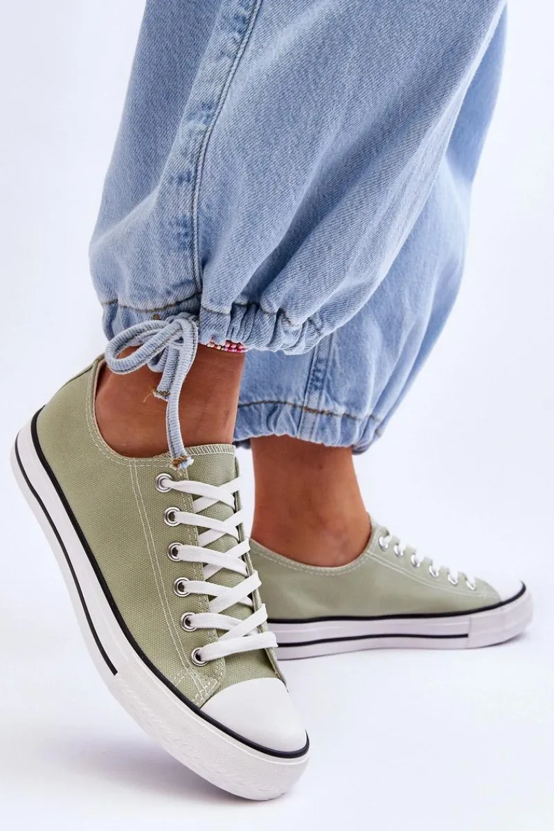 Trampki Damskie Niskie>Boto Trampki Klasyczne Niskie Damskie Jasnozielone Vegas