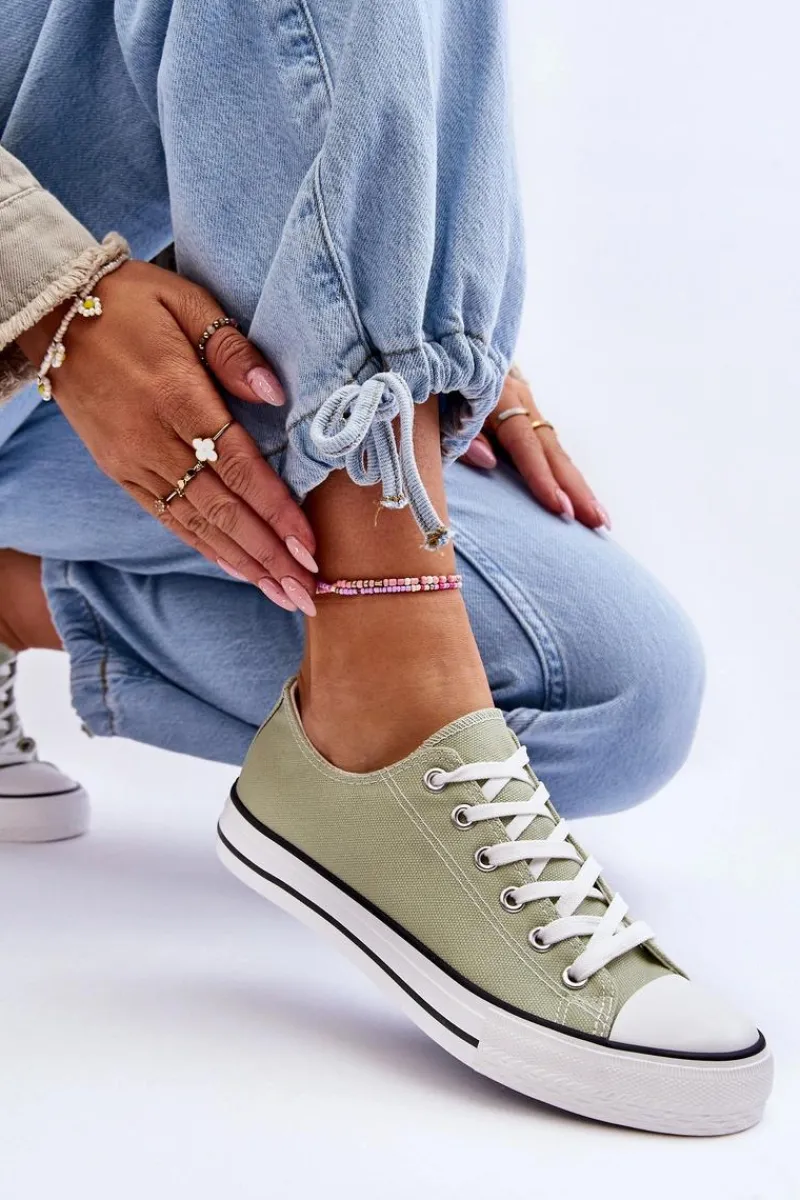 Trampki Damskie Niskie>Boto Trampki Klasyczne Niskie Damskie Jasnozielone Vegas