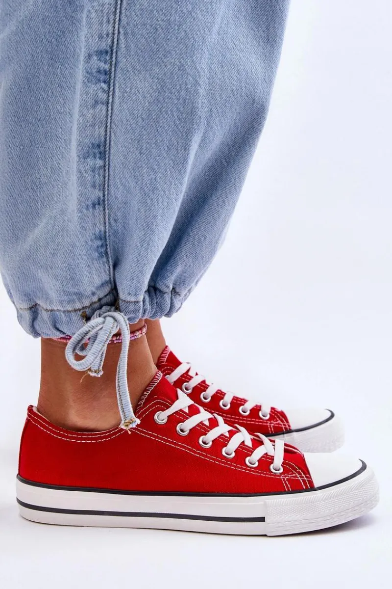 Trampki Damskie Niskie>Boto Trampki Klasyczne Niskie Damskie Czerwone Vegas