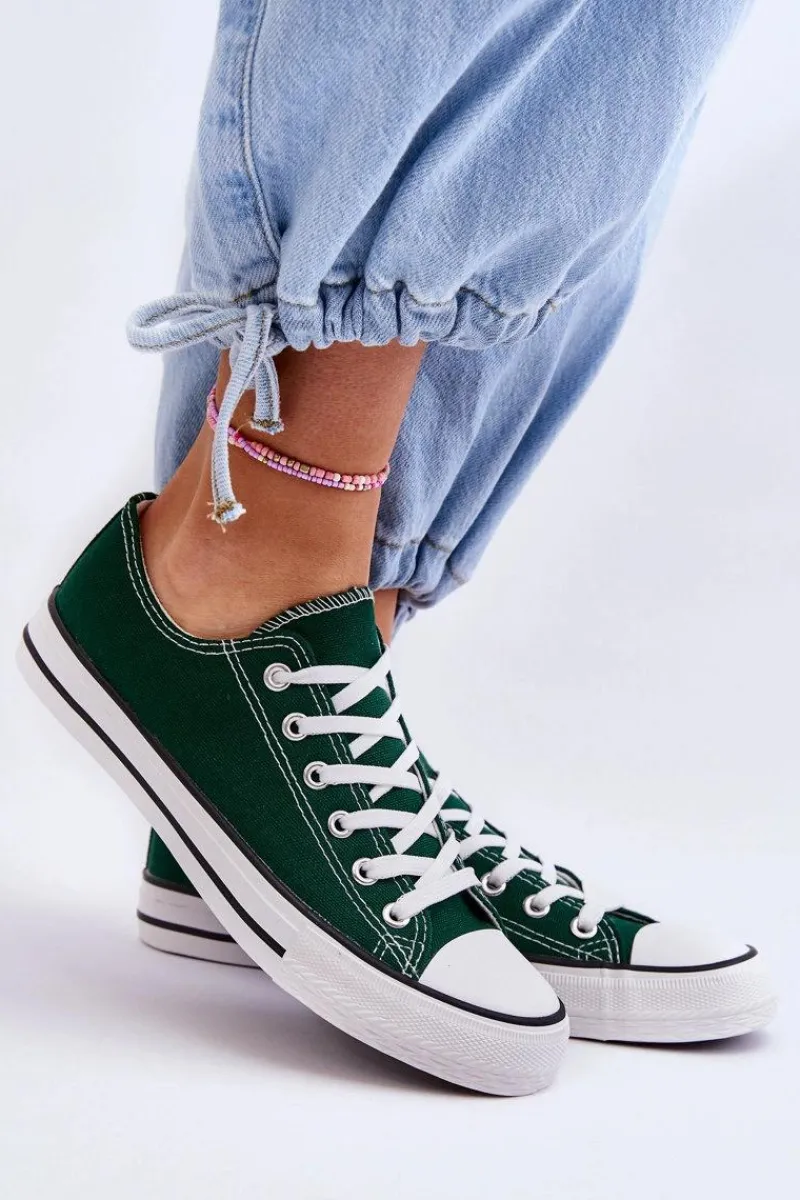 Trampki Damskie Niskie>Boto Trampki Klasyczne Niskie Damskie Zielone Vegas