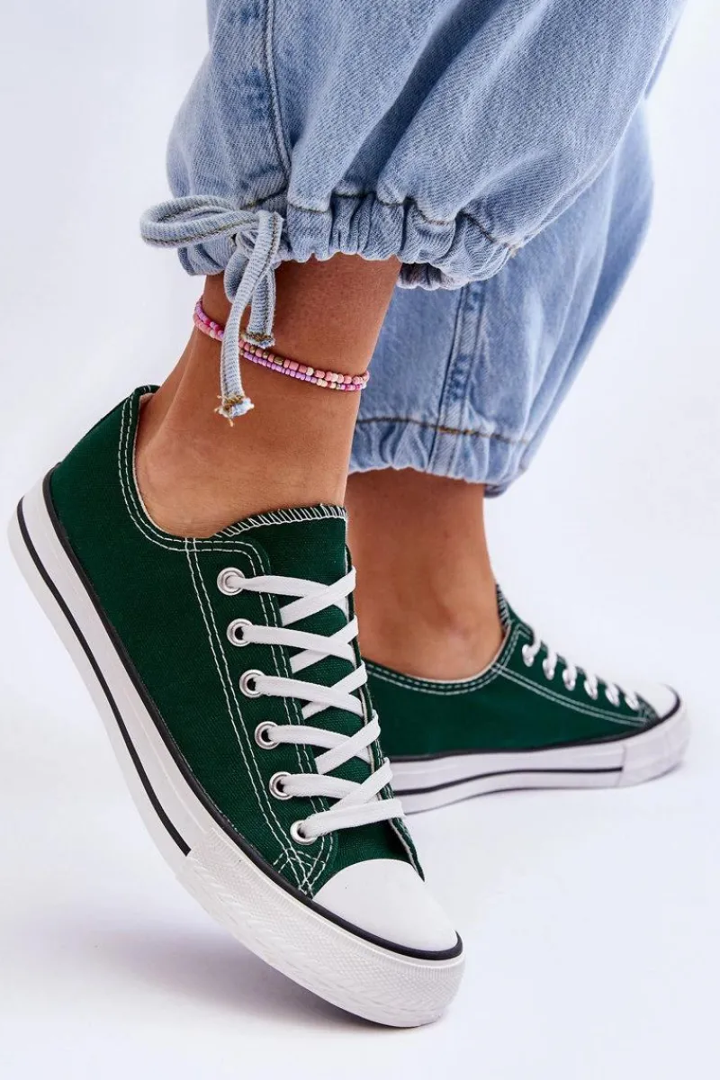 Trampki Damskie Niskie>Boto Trampki Klasyczne Niskie Damskie Zielone Vegas