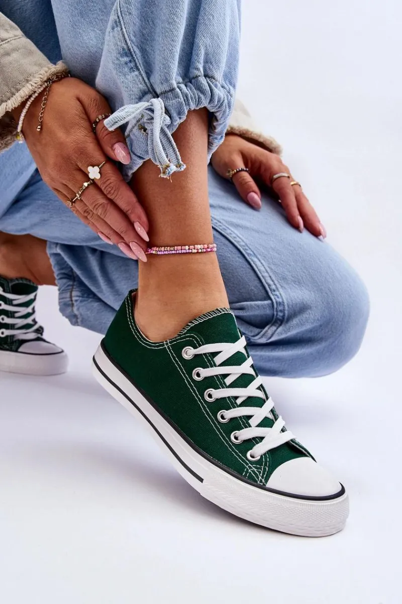 Trampki Damskie Niskie>Boto Trampki Klasyczne Niskie Damskie Zielone Vegas