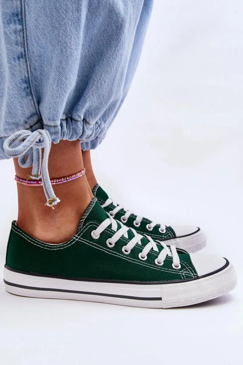 Trampki Damskie Niskie>Boto Trampki Klasyczne Niskie Damskie Zielone Vegas