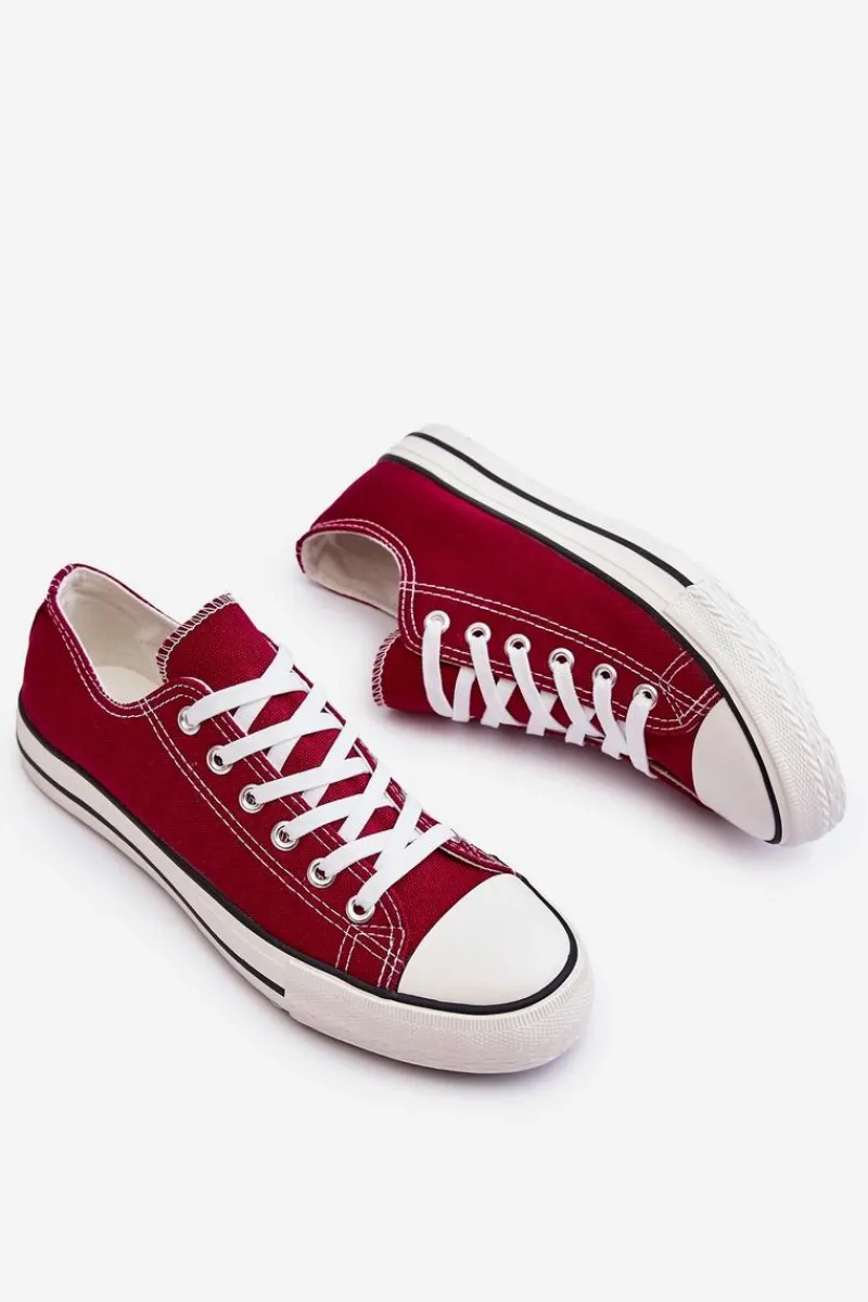 Trampki Damskie Niskie>Boto Trampki Klasyczne Niskie Damskie Bordowe Vegas Czerwony