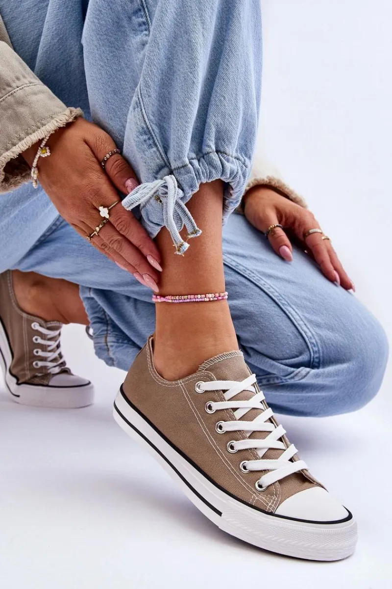 Trampki Damskie Niskie>Boto Trampki Klasyczne Niskie Damskie Beżowe Vegas