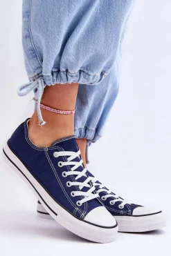 Trampki Damskie Niskie>Boto Trampki Klasyczne Niskie Damskie Granatowe Vegas Niebieski