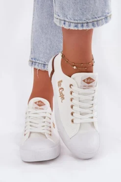 Trampki Damskie Niskie></noscript>Lee Cooper Trampki Materiałowe Damskie LCW-25-31-3428L Białe Biały