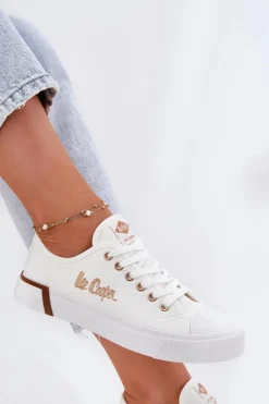 Trampki Damskie Niskie></noscript>Lee Cooper Trampki Materiałowe Damskie LCW-25-31-3428L Białe Biały