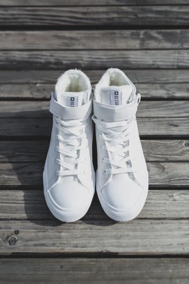 Outlet Big Star Shoes Trampki Męskie Big Star Ocieplane Białe Y174024FW Biały