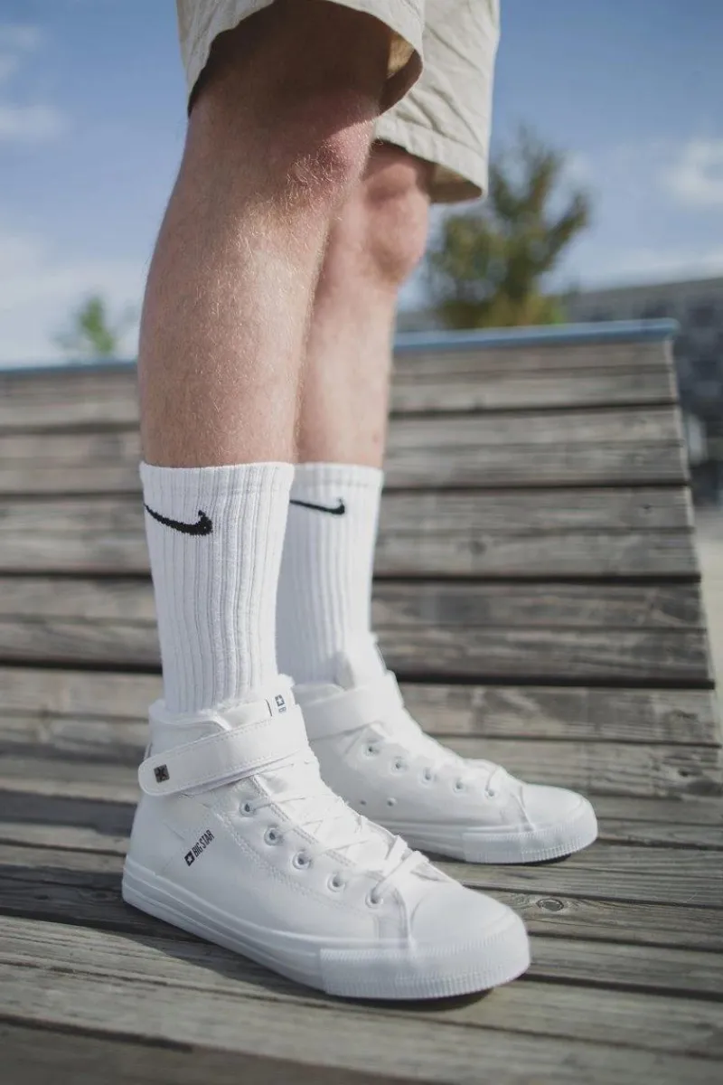 Outlet Big Star Shoes Trampki Męskie Big Star Ocieplane Białe Y174024FW Biały